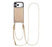 Selencia Coque de télephone Nova Croco avec cordon et porte-cartes pour Apple iPhone 17 Pro Max - Beige