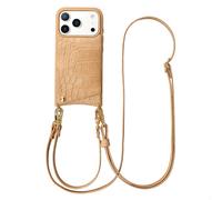 Selencia Coque de télephone Nova Croco avec cordon et porte-cartes pour Apple iPhone 17 Pro - Toasted Almond