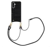 Selencia Coque de télephone Nova Croco avec cordon et porte-cartes pour Samsung Galaxy A36 / A56 - Noir