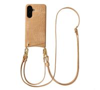 Selencia Coque de télephone Nova Croco avec cordon et porte-cartes pour Samsung Galaxy A36 - Toasted Almond
