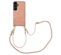 Selencia Nova Croco Phone Case avec cordon et porte-cartes pour le Samsung Galaxy S24 - Vieux rose