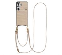 Selencia Coque de télephone Nova Croco avec cordon et porte-cartes pour Samsung Galaxy S25 / S24 - Beige