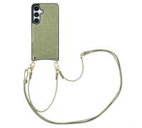 Selencia Nova Croco Phone Case avec cordon et porte-cartes pour le Samsung Galaxy S25 - Sage Green