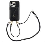 Selencia Coque de télephone Sera avec cordon et porte-cartes enveloppe pour Apple iPhone 15 Pro - Noir