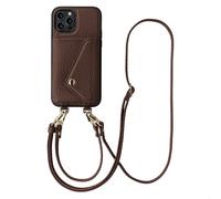 Selencia Coque de télephone Sera avec cordon et porte-cartes enveloppe pour Apple iPhone 12 (Pro) - Chocolate Brown