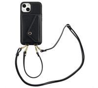 Selencia Coque de télephone Sera avec cordon et porte-cartes enveloppe pour iPhone 13 - Noir