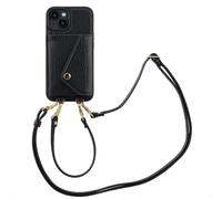 Selencia Coque de télephone Sera avec cordon et porte-cartes enveloppe pour Apple iPhone 14 - Noir