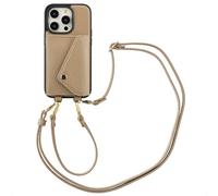 Selencia Coque de télephone Sera avec cordon et porte-cartes enveloppe pour Apple iPhone 14 Pro - Taupe
