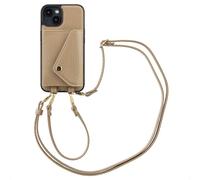 Selencia Coque de télephone Sera avec cordon et porte-cartes enveloppe pour Apple iPhone 14 - Taupe