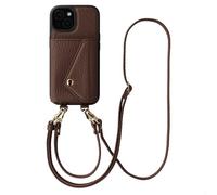 Selencia Coque de télephone Sera avec cordon et porte-cartes enveloppe pour Apple iPhone 15 - Chocolate Brown