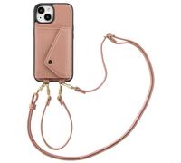 Selencia Coque de télephone Sera avec cordon et porte-cartes enveloppe pour Apple iPhone 15 - Old Pink