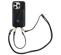 Selencia Coque de télephone Sera avec cordon et porte-cartes enveloppe pour Apple iPhone 15 Pro - Noir