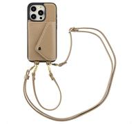 Selencia Coque de télephone Sera avec cordon et porte-cartes enveloppe pour Apple iPhone 15 Pro - Taupe