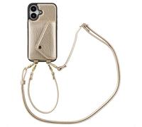 Selencia Coque de télephone Sera avec cordon et porte-cartes enveloppe pour Apple iPhone 16 - Champagne