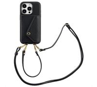 Selencia Coque de téléphone Sera avec cordon et porte-cartes enveloppe pour iPhone 16 Pro - Noir