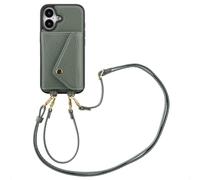 Selencia Coque de télephone Sera avec cordon et porte-cartes enveloppe pour Apple iPhone 16 - Sage Green