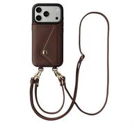 Selencia Coque de télephone Sera avec cordon et porte-cartes enveloppe pour Apple iPhone 17 Pro Max - Chocolate Brown