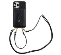 Selencia Coque de télephone Sera avec cordon et porte-cartes enveloppe pour iPhone 12 (Pro) - Noir
