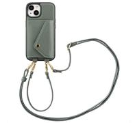 Selencia Selencia Coque à cordon avec porte-cartes enveloppe Sera iPhone 15 Sage Green Vert