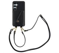 Selencia Coque de télephone Sera avec cordon et porte-cartes enveloppe pour Samsung Galaxy S25 / S24 - Noir