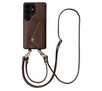 Selencia Coque de télephone Sera avec cordon et porte-cartes enveloppe pour Samsung Galaxy S25 Ultra - Chocolate Brown