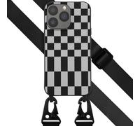 Selencia Coque design en silicone avec cordon amovible pour Apple iPhone 13 Pro - Irregular Check Black