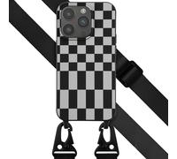 Selencia ?Coque design en silicone avec cordon amovible pour iPhone 14 Pro - Irregular Check Black