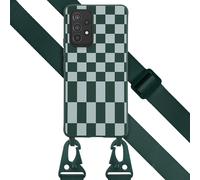 Selencia Selencia Coque design en silicone avec cordon amovible Samsung Galaxy A53 Irregular Check Green Vert