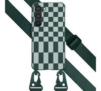 Selencia ?Coque design en silicone avec cordon amovible pour Samsung Galaxy S23 - Irregular Check Green