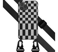 Selencia Coque design en silicone avec cordon détachable pour iPhone 11 Pro - Irregular Check Black