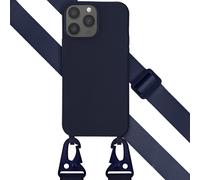 Selencia Coque en silicone avec cordon détachable pour iPhone 13 Pro Max - Bleu foncé