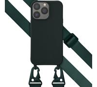 Selencia Coque en silicone avec cordon détachable pour iPhone 13 - Vert foncé