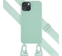 Selencia Selencia Coque silicone avec cordon amovible iPhone 14 Turquoise Turquoise