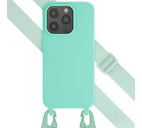 Selencia Coque en silicone avec cordon détachable pour iPhone 15 Pro - Turquoise