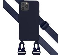 Selencia Coque silicone avec cordon amovible pour Apple iPhone 12 (Pro) - Bleu foncé