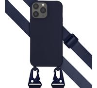 Selencia Coque silicone avec cordon amovible pour Apple iPhone 13 Pro Max - Bleu foncé
