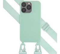 Selencia Coque silicone avec cordon amovible pour Apple iPhone 13 Pro - Turquoise