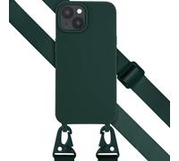 Selencia Coque silicone avec cordon amovible pour Apple iPhone 15 - Vert foncé