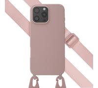 Selencia Selencia Coque silicone avec cordon amovible iPhone 16 Pro Max Sand Pink Rose