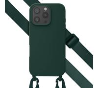 Selencia Coque silicone avec cordon amovible pour Apple iPhone 16 Pro - Vert foncé