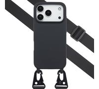 Selencia Coque silicone avec cordon amovible pour Apple iPhone 17 Pro - Noir