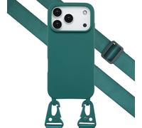 Selencia Coque silicone avec cordon amovible pour Apple iPhone 17 Pro - Vert foncé