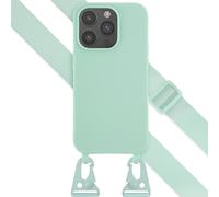 Selencia Coque silicone avec cordon amovible pour iPhone 14 Pro - Turquoise