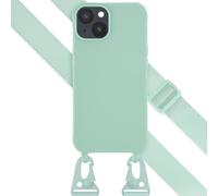 Selencia Selencia Coque silicone avec cordon amovible iPhone 14 Turquoise Turquoise
