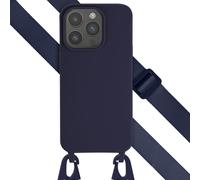 Selencia Selencia Coque silicone avec cordon amovible iPhone 15 Pro Bleu foncé Bleu foncé