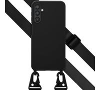 Selencia Étui en silicone avec cordon détachable pour le Samsung Galaxy A25 (5G) - Noir