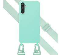 Selencia Coque silicone avec cordon amovible pour Samsung Galaxy A25 (5G) - Turquoise