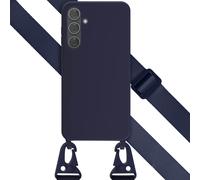 Selencia Coque silicone avec cordon amovible pour Samsung Galaxy A35 - Bleu foncé