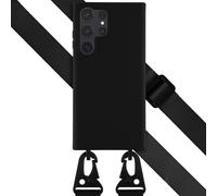Selencia Coque silicone avec cordon amovible pour Samsung Galaxy S23 Ultra - Noir