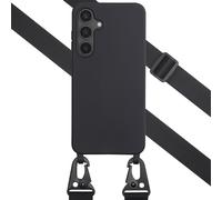 Selencia Coque silicone pour Samsung Galaxy S24 FE - cordon amovible - Noir